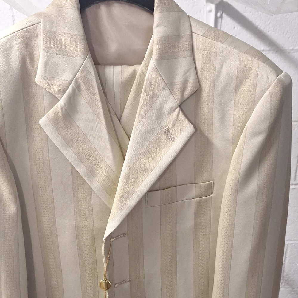 Stacy Adams Cream Striped Kids Suit Set